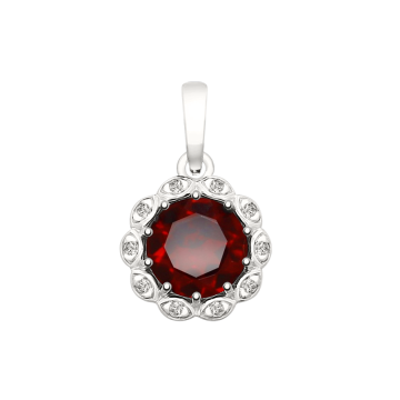 Серебряная подвеска 925 пробы. Вставка: Фианиты и гранат 