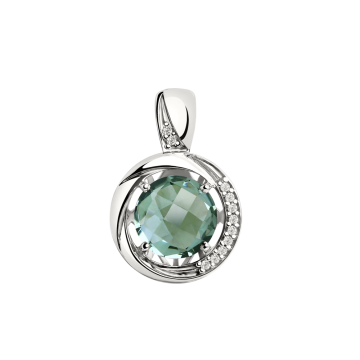 Серебряная подвеска 925 пробы. Вставка: Фианиты, Кварц 