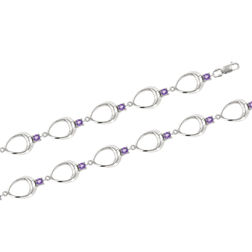 Silver bracelet with amethyst 