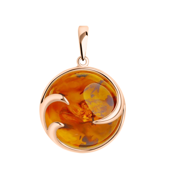 Anhänger aus Silber 925° Rotgold vergoldet mit Bernstein 