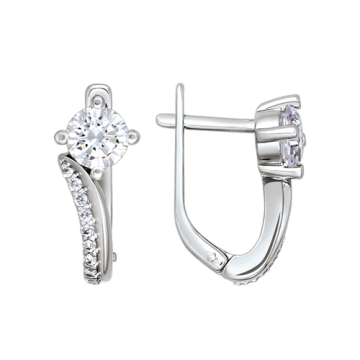 Серебряные серьги 925 пробы, вставка Циркон 