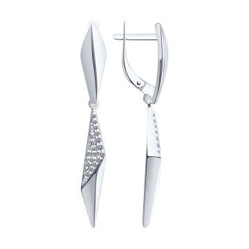 Серебряные серьги 925 пробы, вставка фианиты 