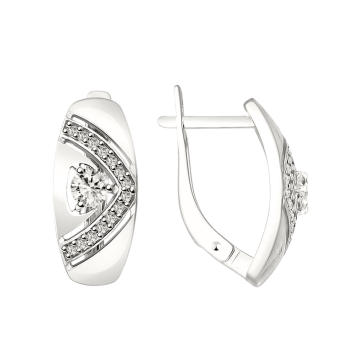 Серебряные серьги 925 пробы, вставка Циркон 
