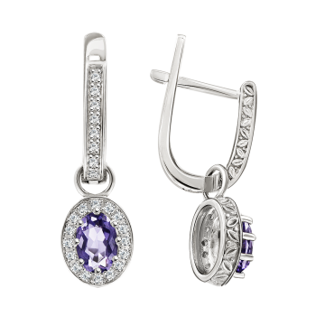 Серебряные серьги 925 пробы, вставка фианиты 