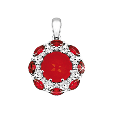 Серебряная подвеска 925 пробы. Вставка: Фианитами, Кораллы 