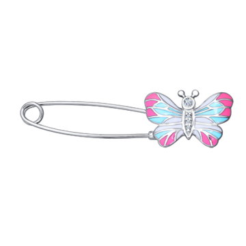 Brosche - 925er Sterling Silber mit Zirkonia 