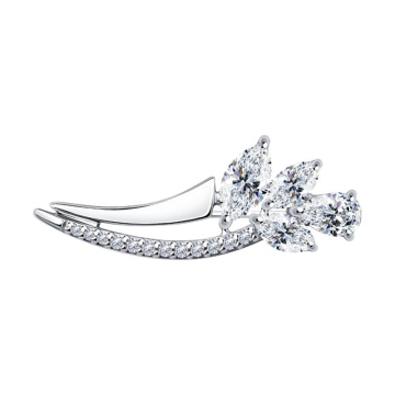 Brosche - 925er Sterling Silber mit Zirkonia 