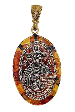 Hochwertige Anhänger "Jesus Christus" aus bernstein und juwelier Harz 