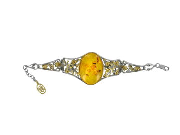 Armband aus Silber 925°, Rotgold vergoldet mit Bernstein 