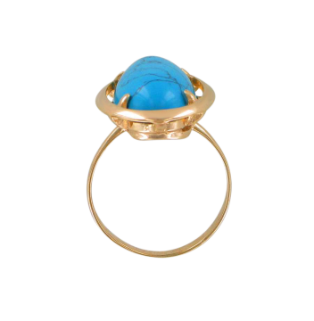 Vergoldete Damen-ring aus 925er Silber mit Türkis 