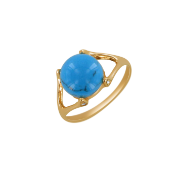 Vergoldete Damen-ring aus 925er Silber mit Türkis und Zirkonia 