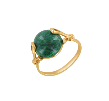 Vergoldete Damen-ring aus 925er Silber mit Malachit 
