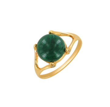 Vergoldete Damen-ring aus 925er Silber mit Malachit und Zirkonia 
