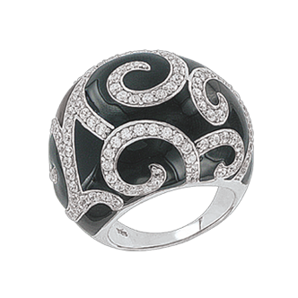 Damen-ring aus 925er Silber mit Zirkonia, Onyx 