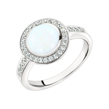 Damen-ring aus 925er Silber mit Zirkonia  und Opal HTS 