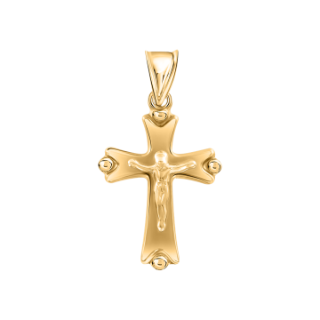 Cross made from yellow gold of 585 assay value 