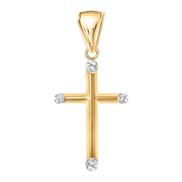 Cross made from yellow and white gold of 585 assay value 
