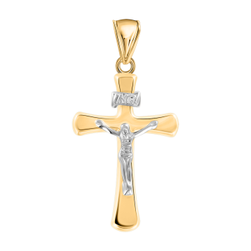 Cross made from yellow and white gold of 585 assay value 