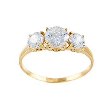 Кольцо из желтог золота с Фианиты Swarovski 