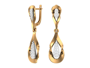 Earrings in red gold of 585 assay value with diamonds 