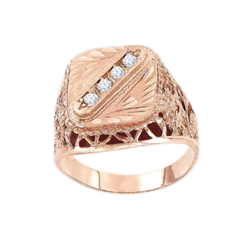 Herrenring aus Rotgold 585° mit Zirkonia 
