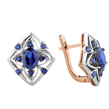 Серьги из красного золота 585 пробы с сапфирами 