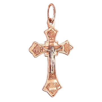 Cross from red gold of 585 assay value 