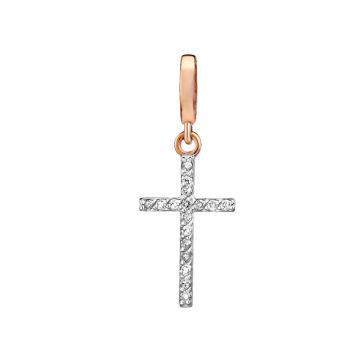 Cross from red and white gold of 585 assay value with diamond 