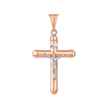 Cross from red and white gold of 585 assay value 