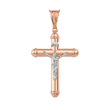 Cross from red and white gold of 585 assay value 