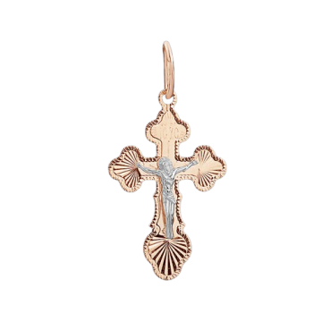 Kreuz Anhänger aus Rot/ Weißgold 585° 