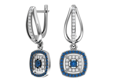 Серебряные серьги 925 пробы, вставка Циркон 
