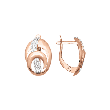 Серьги из красного золота 585 пробы с фианитами 
