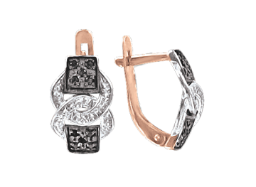 Серьги из красного золота 585 пробы с фианитами 