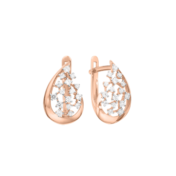 Серьги из красного золота 585 пробы с фианитами 