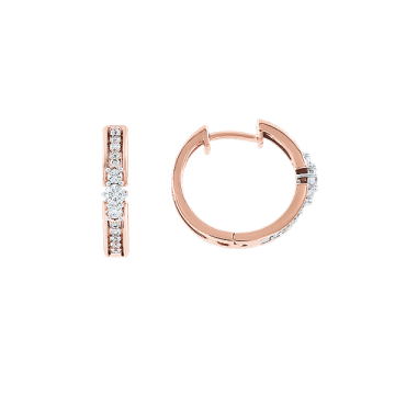 Earrings in red gold of 585 assay value with diamonds 
