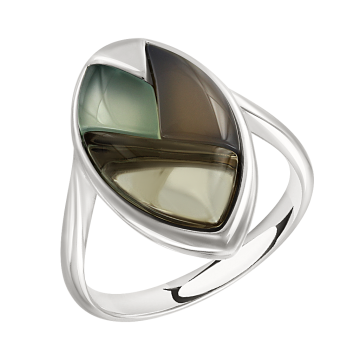 Damen-ring aus 925er Sterling Silber mit Achat und Rauchtopas 
