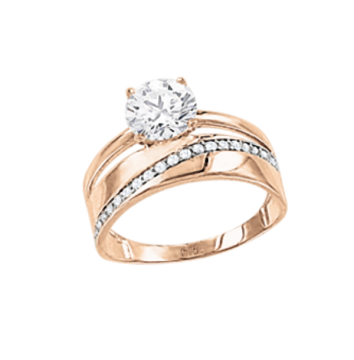 Lady´s ring in red gold of 585 assay value with zirconia 