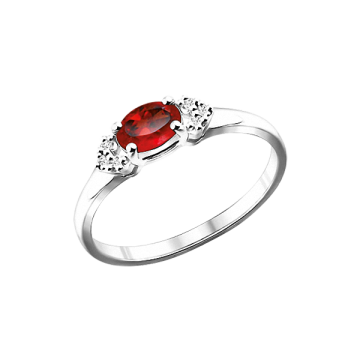 Damen-ring aus 925er Silber mit Zirkonia und Rubin HTS 