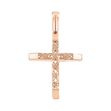Cross from red and white gold of 585 assay value 