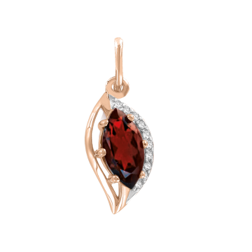 Pendant in red gold of 585 assay value with garnet y zirconia 