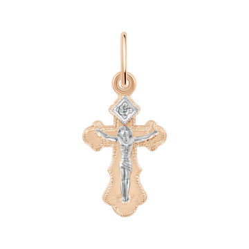 Kreuzanhänger aus Rotgold 585° mit Zirkonia 