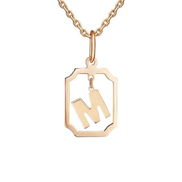 Подвеска в красном золоте 585 проб "M"              ы 