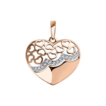 Pendants in red gold of 585 assay value with zirconia 
