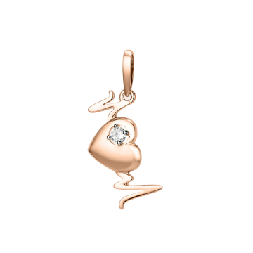 Pendants in red gold of 585 assay value with zirconia 