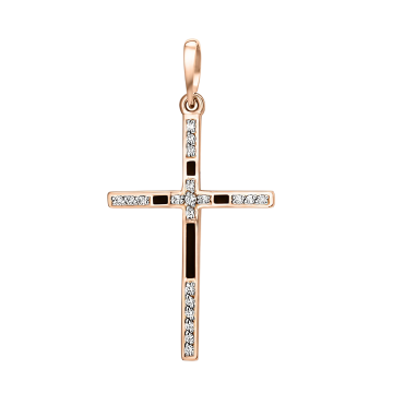 Kreuzanhänger aus Rotgold 585° mit Zirkonia 