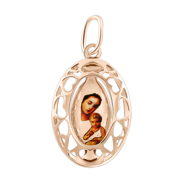 Icon pendant in red gold of 585 assay value 