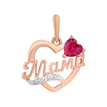 585 Gold “Mom” Pendant with Cubic Zirconia 