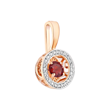 P585 Gold Pendant with Dancing Garnet & Cubic Zirconia 