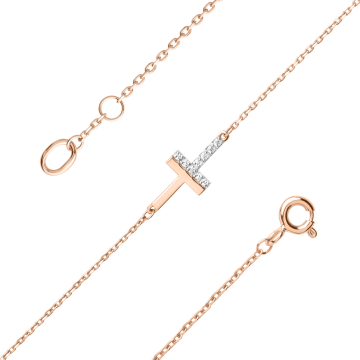 Bracelet in red gold of 585 assay value with zirconia 